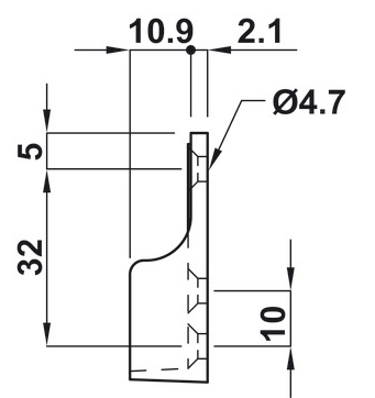 Rail End Support, for use with Oval Wardrobe Rails 15 mm Wide