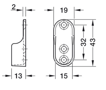 Rail End Support, for use with Oval Wardrobe Rails 15 mm Wide
