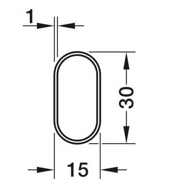 Wardrobe Rail, oval 30 x 15 mm