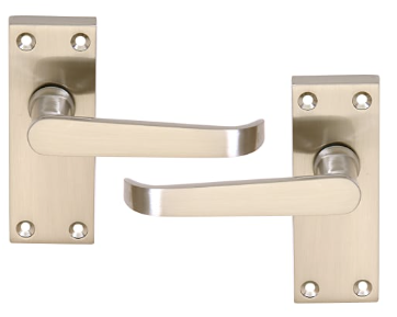 Hafele Victorian Straight Level Handle Set - Satin Nickel Finish